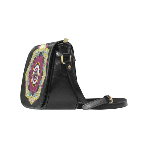 Beautiful Gold Mandala Dark Background Classic Saddle Bag/Large (Model 1648)