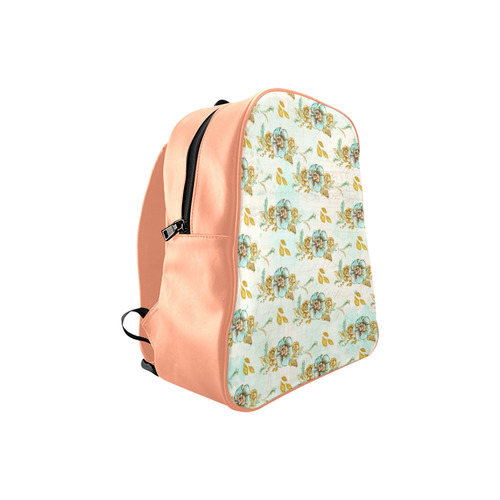 watercolor flowers mint gold School Backpack (Model 1601)(Small)