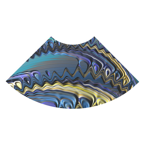 Blue Gold Ripples Fractal Art 3/4 Sleeve Sundress (D23)