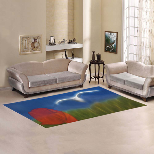 Wonderful Summer Dreaming with Poppy and Seagull Area Rug 7'x3'3''