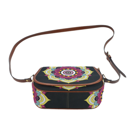 Beautiful Gold Mandala Dark Background Saddle Bag/Large (Model 1649)