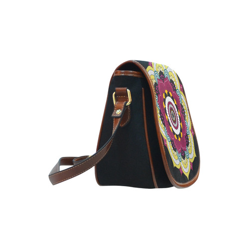 Beautiful Gold Mandala Dark Background Saddle Bag/Small (Model 1649)(Flap Customization)