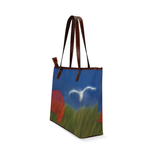 Wonderful Summer Dreaming with Poppy and Seagull Shoulder Tote Bag (Model 1646)