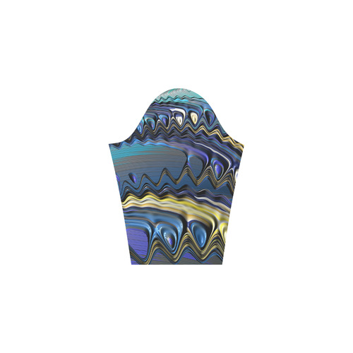 Blue Gold Ripples Fractal Art 3/4 Sleeve Sundress (D23)