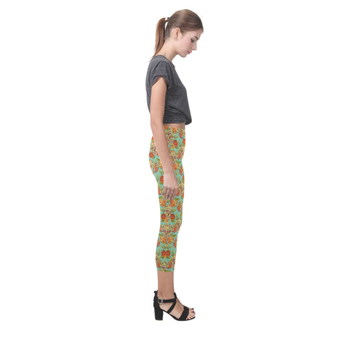 sugar skull pattern Capri Legging (Model L02)