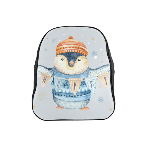 cute penguin, christmas School Backpack (Model 1601)(Small)