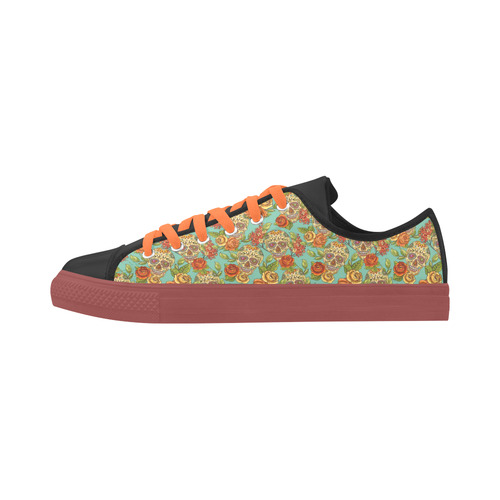 sugar skull pattern Aquila Microfiber Leather Women's Shoes/Large Size (Model 031)