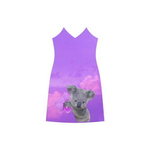 Koala V-Neck Open Fork Long Dress(Model D18)