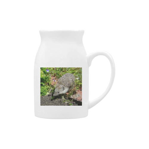 hedgehog- cute visit to the garden Milk Cup (Large) 450ml