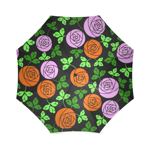 Pink Orange Abstract Rose Floral Pattern Foldable Umbrella (Model U01)