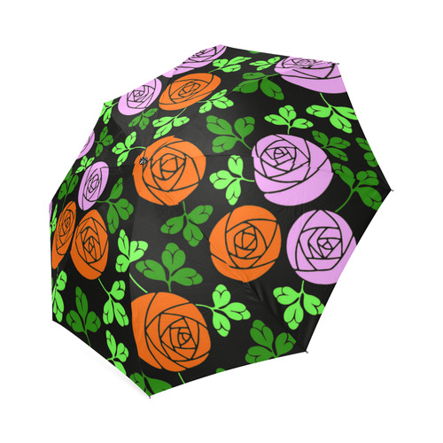 Pink Orange Abstract Rose Floral Pattern Foldable Umbrella (Model U01)