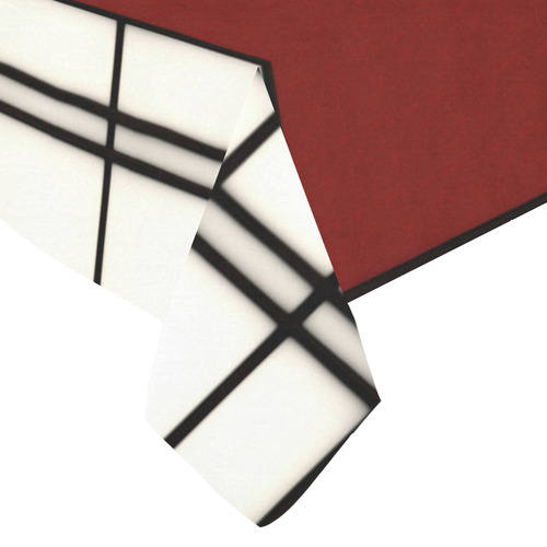 Shoji - red Cotton Linen Tablecloth 60"x 84"