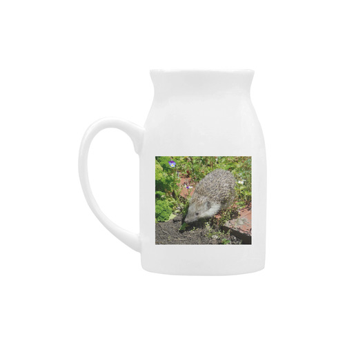 hedgehog- cute visit to the garden Milk Cup (Large) 450ml