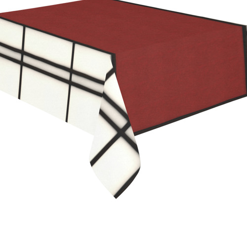 Shoji - red Cotton Linen Tablecloth 60"x 84"