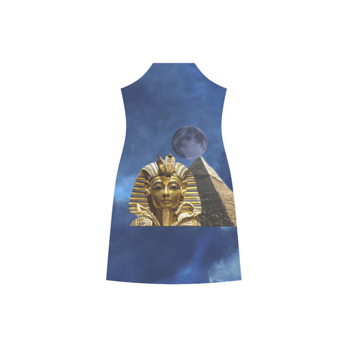 King Tut and Pyramid V-Neck Open Fork Long Dress(Model D18)