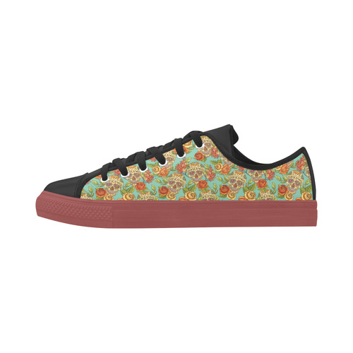 sugar skull pattern Aquila Microfiber Leather Women's Shoes/Large Size (Model 031)