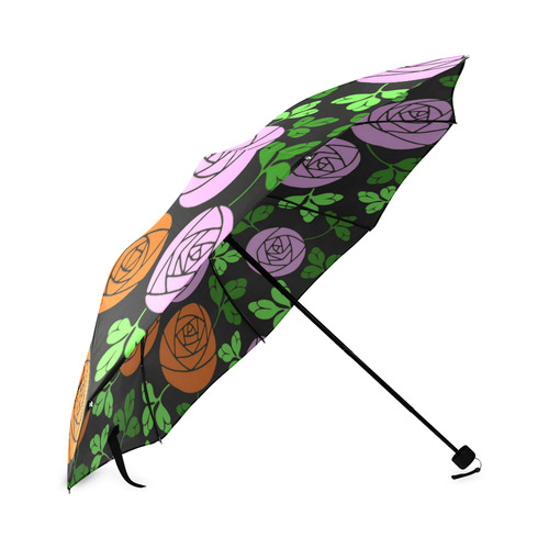 Pink Orange Abstract Rose Floral Pattern Foldable Umbrella (Model U01)