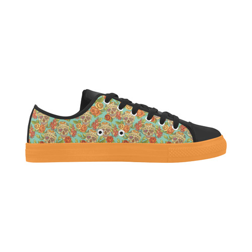 sugar skull pattern Aquila Microfiber Leather Women's Shoes/Large Size (Model 031)