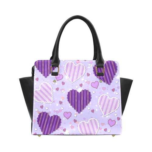 Purple Patchwork Hearts Classic Shoulder Handbag (Model 1653)