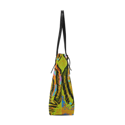 Pop Art TIGER HEAD orange green blue Euramerican Tote Bag/Small (Model 1655)