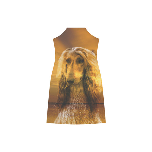 Dog Afghan Hound V-Neck Open Fork Long Dress(Model D18)