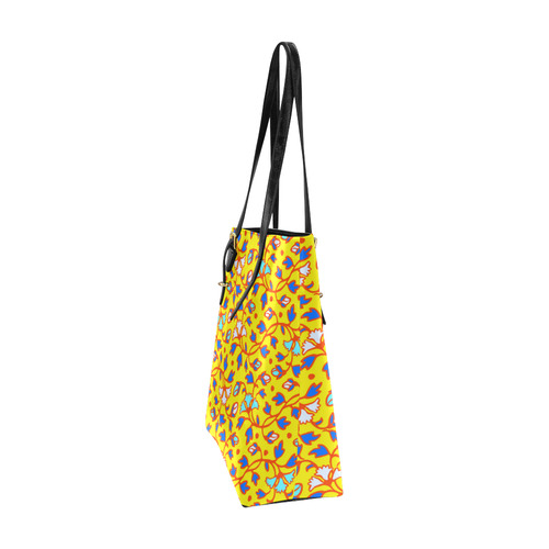 Vintage Aqua Yellow Floral Pattern Euramerican Tote Bag/Small (Model 1655)