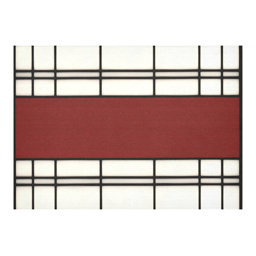 Shoji - red Cotton Linen Tablecloth 60"x 84"