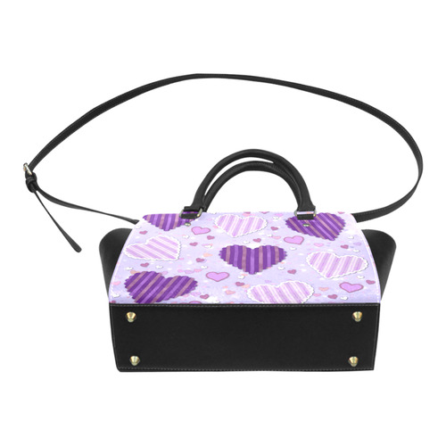 Purple Patchwork Hearts Classic Shoulder Handbag (Model 1653)