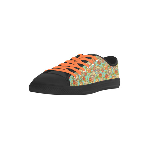 sugar skull pattern Aquila Microfiber Leather Women's Shoes/Large Size (Model 031)