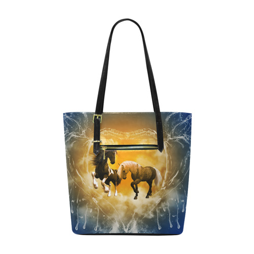 Horses with heart made of water Euramerican Tote Bag/Small (Model 1655)
