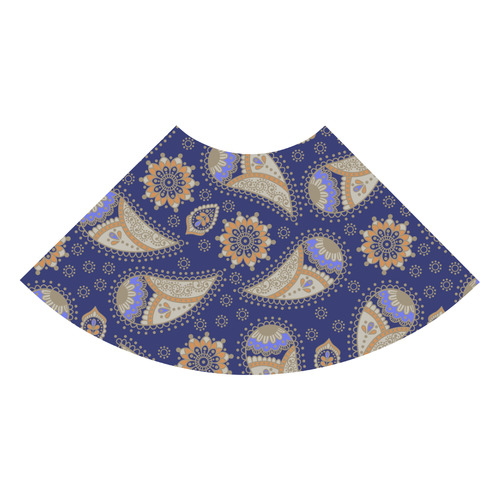 Beautiful Blue Gold Paisley Pattern 3/4 Sleeve Sundress (D23)