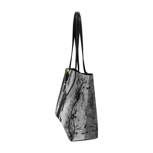 Awesome horse in black and white with flowers Euramerican Tote Bag/Large (Model 1656)