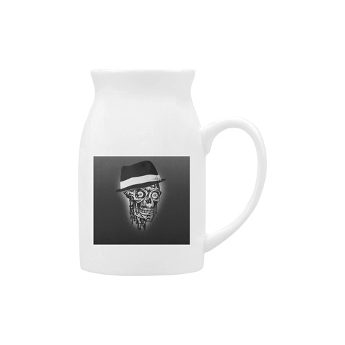 Elegant Skull with hat,B&W Milk Cup (Large) 450ml