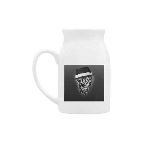 Elegant Skull with hat,B&W Milk Cup (Large) 450ml