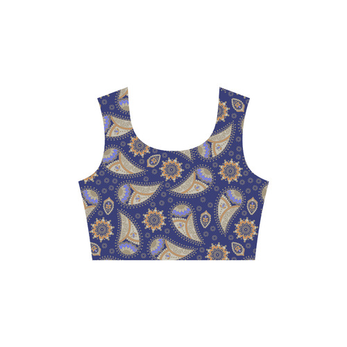 Beautiful Blue Gold Paisley Pattern 3/4 Sleeve Sundress (D23)