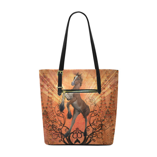 Awesome, cute foal with floral elements Euramerican Tote Bag/Small (Model 1655)