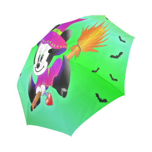 Witch Mouse flying on a broomstick with Bats Auto-Foldable Umbrella (Model U04)