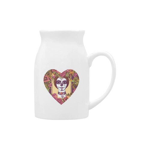Day of the Dead Sugar Skull Flowers Milk Cup (Large) 450ml