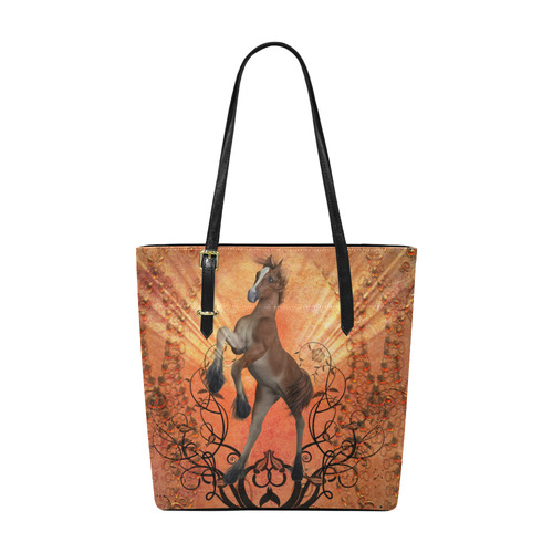 Awesome, cute foal with floral elements Euramerican Tote Bag/Small (Model 1655)