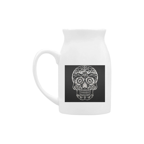 Skull, black silver metal Milk Cup (Large) 450ml