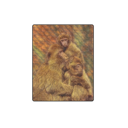 Cute Monkey Family Cuddles Blanket 40"x50"