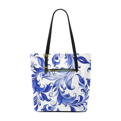 Blue White Porcelain Floral Pattern Euramerican Tote Bag/Small (Model 1655)