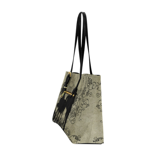 Beautiful horses, solhouette in black Euramerican Tote Bag/Large (Model 1656)