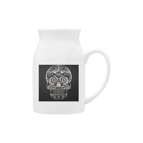 Skull, black silver metal Milk Cup (Large) 450ml