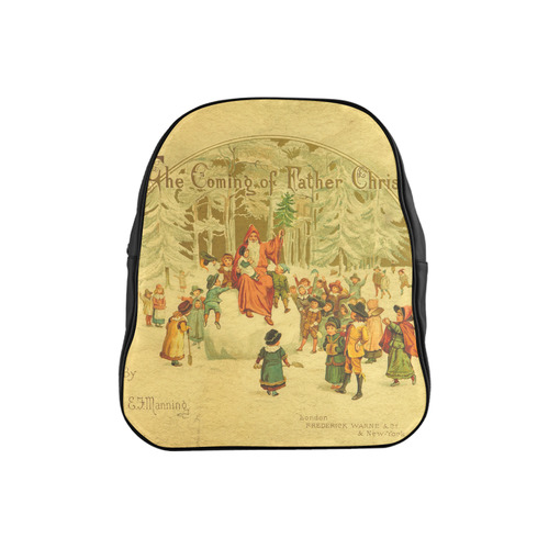 The Coming of Father Christmas Vintage Painting School Backpack (Model 1601)(Small)