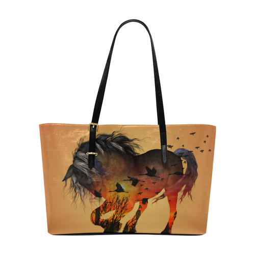 Awesome horse with birds Euramerican Tote Bag/Large (Model 1656)