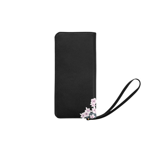 Cute Owl and Cherry Blossoms Pink Black Women's Clutch Purse (Model 1637)