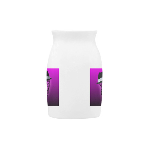 elegant skull with hat,hot pink Milk Cup (Large) 450ml