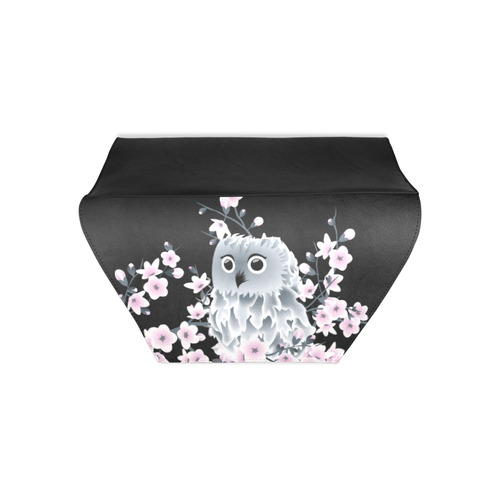 Cute Owl and Cherry Blossoms Pink Black Clutch Bag (Model 1630)