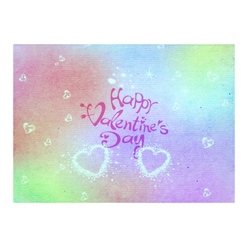 happy valentines day teal by FeelGood Cotton Linen Tablecloth 60"x 84"